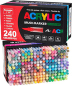 Acrylic Paint Markers Pens, 240 Vivid Colors Acrylic Markers Set,Direct Liquid Type, Stackable Color, Odorless Soft Head，Markers for School，Tooli Art ，Fabric & Creative Crafts (240)