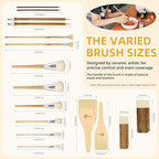 Pottery Glaze Brushes,16 PCS Painting Ceramic Brush Set, Different Shape Wool Soft Bristle for Ceramic Pottery Glazing Creation