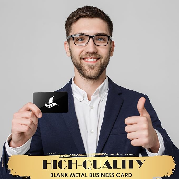 weparmeety 100 Pcs Metal Engraving Blanks Aluminum Sheet Laser Engraving Business Card Multipurpose DIY Gift Cards 86 x 54 x 0.21 mm (Black)