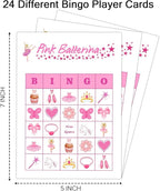 Ballerina Party Bingo Game Cards(24 Players), Ballet Dance Themed Bingo Card for Family Friend Adult, Large Group Holiday Party Activity Favor Decoration Supplies -003