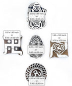 Wooden Pottery Stamps for Block Printing - Handcarved Indian Textile Printing Blocks Set of 5, Clay Pottery Stamps for Crafting on Fabric Card Henna Stamps Hashcart®