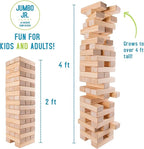 Giantville Giant Tumbling Timber Toy - Premium Pine Wood Life-Size Blocks Tower - Big Floor/Board Indoor/Outdoor Yard Game for Kids & Adults - 56-Pieces + Carry/Storage Bag - Grows to Over 4-Feet