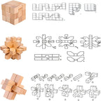 VolksRose 15pcs Wooden Brain Teaser Puzzles, IQ Challenge Puzzle Games, Logic Mind Puzzle Box Lock Toy Disentanglement 3D Small Brain Puzzle Gift Set for Adults Teenagers Kids, 1.8inch 4.5cm