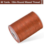 uxcell Round Leather Sewing Waxed Thread, 55m / 60 Yards Wax Polyester String, 0.8mm Waxed Stitching Cord for Leather Crafts, Bookbinding, Bracelets Braided, Burnt Orange