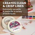 3 Pack White Artist Tape - Masking Artists Tape for Drafting Art Watercolor Painting Canvas Framing - Acid Free 0.4 Inch Wide 180FT Long