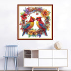 Joyhoor Cross Stitch Kits for Beginners Stamped Cross-Stitch Supplies Needlework preprint Embroidery Kits for Adults DIY Needlepoint Kits Embroidery Patterns 11CT-Flower Garland Bird 18x18 inchs