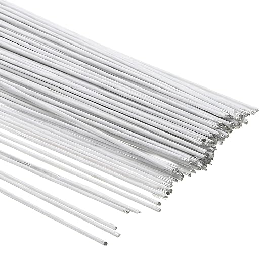 PATIKIL 16 Gauge 16" Floral Stem Wire, 100 Pcs Paper Wrapped Iron Artificial Flower Stem Accessories for DIY Bouquet Stem and Craft Decoration, White