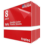 Trotec TroLase | 12"x12"x1/16", 8 Pcs | Gloss Red/White | 2 Ply | Modified Acrylic | Laser Engraving Double Color Plastic Sheet | Engraving Blanks for Laser, Saw, Guillotine | Made in USA
