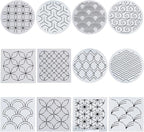 FREEBLOSS Sashiko Stencils - Geometric Embroidery Patterns for Drawing and Hand Quilting - 14x14cm