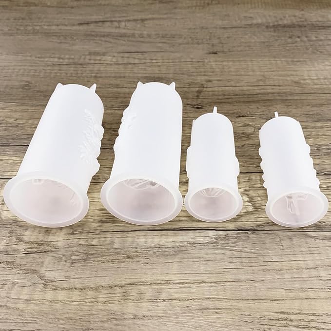 Flower Pillar Candle Molds 4pcs Rose Lily of The Valley Cylinder Silicone Molds for Candle Making Soaps Resin Clay Decoration Crafts DIY (Style -1)