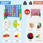 Jumbo 4 in a Row Game Set,4FT Giant Game Set with Carry Bag&44 Pieces Rings&Cup Holder,Indoor/Outdoor Yard Game for Kids & Adults-Fun Family&Party Game-Boosts Brain Power (Blue&Green)