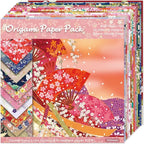 Origami Paper Kit Dobule Sided 100 Sheets 100 Colors 6 Inch Japanese Chiyo Square Easy Fold Arts Crafts DIY Handwork Origami Papers Beginner Sakuras Baroque