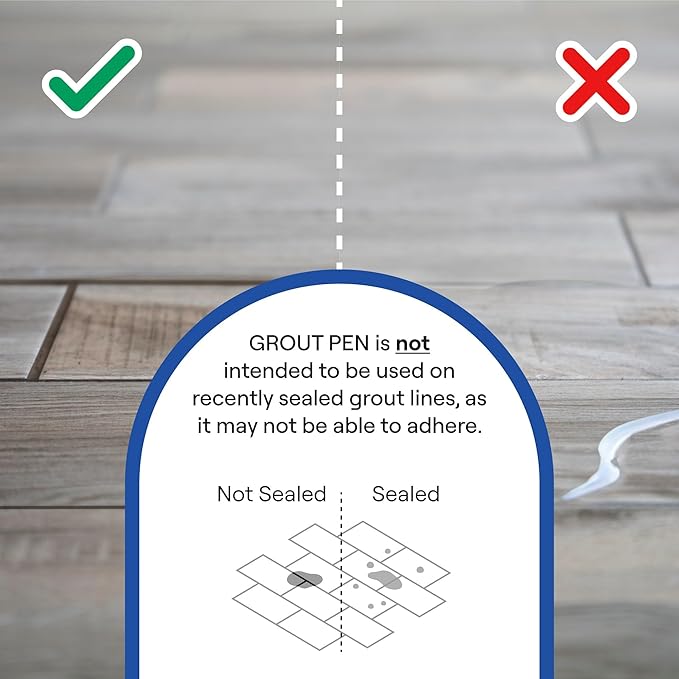 Grout Pen Cream Tile Paint Marker: Waterproof Grout Paint Pen, Tile Grout Colorant and Sealer Pen for Bathroom, Shower, Kitchen, More - Cream, Wide 15mm Tip (20mL)