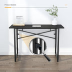 Folding Computer Desk 47 inch Writing Gaming Computer Camping Table, No Assembly Required Home Office Desk, Black