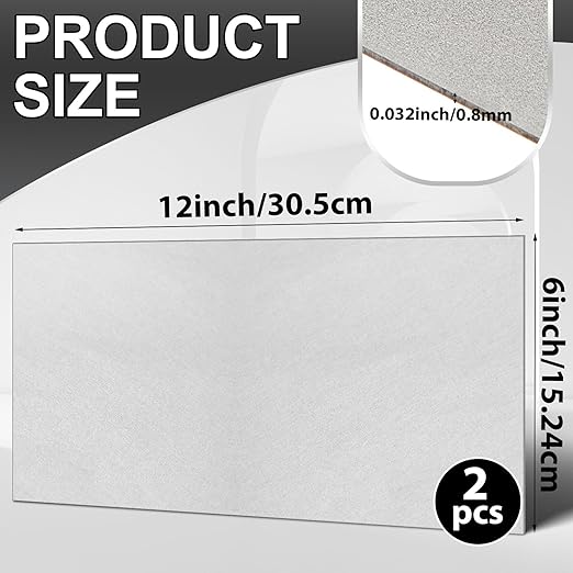 Zonon 2 Pcs 20 Gauge Steel Sheet Metal Cold Roll Steel Sheet 12" x 6" x 0.032" Weldable Metal Roll Steels Plate for DIY Craft Projects Home Auto, Easy to Shape, Weld, Cut and Form