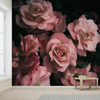 wall26 Wall Sticker/Wall Mural Dark Rose Flower Blossoms Nature Wilderness, Not Peel and Stick, Non-Woven Wallpaper Decorative for Bedroom, Living Room, Office - 99x96 inches