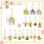 BEEFLYING 16Pcs Bee Honeycomb Stitch Marker Charms, Alloy Enamel Knitting Stitch Marker Charm Pendant for Sewing Crocheting Accessories