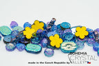 2.1oz (60g) of Focal Glass Bead Mix with Table-Cut Flower and Butterfly Beads, PG Blue