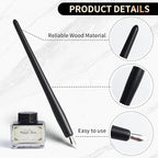FEATTY Dip Pen for Drawing with ink - Antique Wooden Calligraphy Kits for beginners with 6 Replaceable Nibs