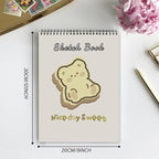 Deokke Sketchbook Top Spiral Bound Sketch Pad, 9 x 12 inch,100GSM Thick Paper,50 Sheets 100 Pages,Art Sketch Book Aesthetic Cute Drawing Writing Paper,for Girls Women-Bear