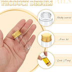 100 Pcs Small Clear Vials Spice Mini Jars with Lids Mini Glass Bottles with Screw Aluminum Metal Caps Tiny Jars Sample Containers for Powder Cream Cosmetic Jewelry Wedding(10 ml,Gold Caps)