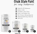 Chalky Chicks All-in-One Chalk Paint for Furniture or Cabinet - 8 Fl Oz - Matte Finish CottonTail White for Metal, Wood Furniture Paint - No Sanding All-in-One for Home Decor & Crafts, USA Made