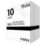 Trotec TroLase | 8"x12"x1/16", 10 Pcs | White/Black | 2 Ply | Modified Acrylic | Laser Engraving Double Color Plastic Sheet | Engraving Blanks for Laser, Saw, Guillotine | Made in USA