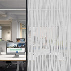 Finnez Window Privacy Film Decorative Frosted Window Cling Privacy Film for Glass, Non-Adhesive Heat Anti-UV for Home Office Living Room, Irregular Stripe Patterns, 17.5 x 157.4 Inches