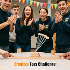 Ring Toss Game, Portable Wooden Tabletop Game for Teens & Adults, Skill Development & Dexterity Challenge, Office Desk Travel Party Camping Game Night Fun