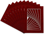 Pack of 25 Acid Free 11x14 Mats Bevel Cut for 8.5x11 Photos - Bright Red Suede Precut Matboards With Backing Boards and Clear Photo Mat Bags For Pictures, Photos, Framing - 4-ply Thickness