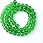 32pcs 12mm Smooth Green Crystal Glass Quartz Beads Round Loose Beads for Jewelry Making DIY Bracelet Necklace 15" Energy Healing Power Stone Beads(12mm, Green Crystal Glass)