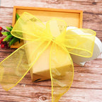 CT CRAFT LLC Sheer Organza Wired Ribbon 2.5" x 25 Yards x 2 Rolls Yellow for Wedding Chair Bow Flora Bouquet Gift Wrapping Christmas Tree Home Decor Wreath