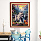Magxvouy Cross Stitch Kits Stamped Full Range of Embroidery Kits,Cross Stitch Patterns Needlework Kits for Beginners 11CT Printed Kits&Wolf Waterfall 16x20 inch