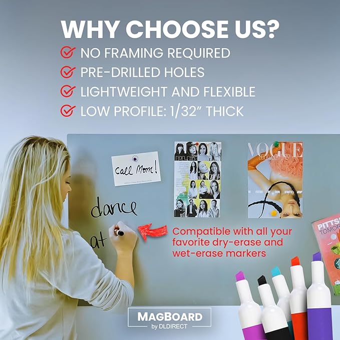 Diamond Life Magnetic Board - Memo & Vision Board for Home, Office, and Classroom - Magnet Board for Kids - Pre-drilled Mounting Screws Included (White 24"x24")