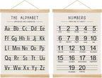 Alphabet and Numbers Wall Chart Set of 2 ,Kids Educational Posters,ABC and 1-20 Number Learning Banners for Toddlers, Preschool Classroom, Homeschool, Nursery, Playroom Decor 14 x 18.5 Inch (Black)
