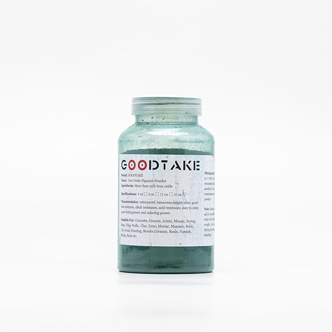 GOODTAKE Concrete Pigment, Green Iron Oxide Pigment Powder, Concrete Cement Dye Color Pigment for Pastel Tile Paint Concrete Cement Mortar Grout (Green, 8 oz)