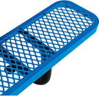 Global Industrial 6’L Rectangular Picnic Table, Expanded Metal, Blue Thermoplastic Coating, Attached Benches, 1-1/2” Umbrella Pole Hole, Outdoor-Rated, 1000 lb Capacity, 72” x 30” Tabletop