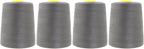 Mandala Crafts 4 Pack of Serger Threads Cones Spools - 20S/2 24000 Yards Polyester Dark Gray Threads for Sergers Machine and Overlock Quilting Sewing Machine