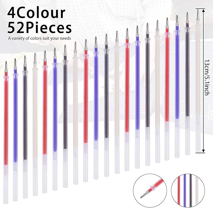 JANYUN 4 Pieces Heat Erasable Pens for Fabric with 12 Refills Fabric Marking Pens Fabric Markers for Quilting Sewing DIY Dressmaking Fabrics Tailors Chalk