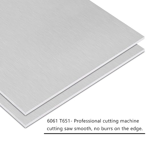 6061 T651 Aluminum Sheet Metal 12" x 12" x 0.04"(1mm) Flat Plain Thin Aluminum Sheet Plate Covered with Protective Film, Heat Treatable Rectangle Aluminum Metal Plate for Crafting, Industrial