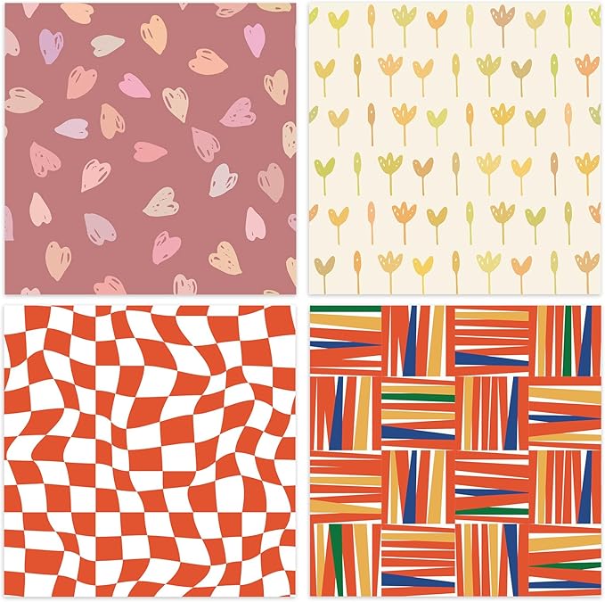 48 Sheets 24 Designs Scrapbook Paper Pad, 6"×6" Single-Sided Decopodge Craft Cardstock Paper,Scrapbooking DIY Decorative Background Cardmaking Supplies.Sweet Love&Cartoon
