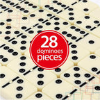 ERLLE - Premium Double 6 Dominoes Set, Classic Domino Game with Vinyl Case, Tiles for Adults & Kids, Mexican Train & Family Game Night