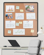 38"x38" Enclosed Bulletin Board, Lockable Weather-Resistant Aluminum Cork Noticeboard for School & Office Hospital, Black Frame w/Cork