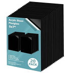 Egofine 5" x 7" Black Plexiglass Sheets 20 Pack 0.04 Inch Cast Acrylic Sheet Thick for DIY Craft Projects, Painting, Photography, Sign, Display Stand, Home Decor, Easy to Cut