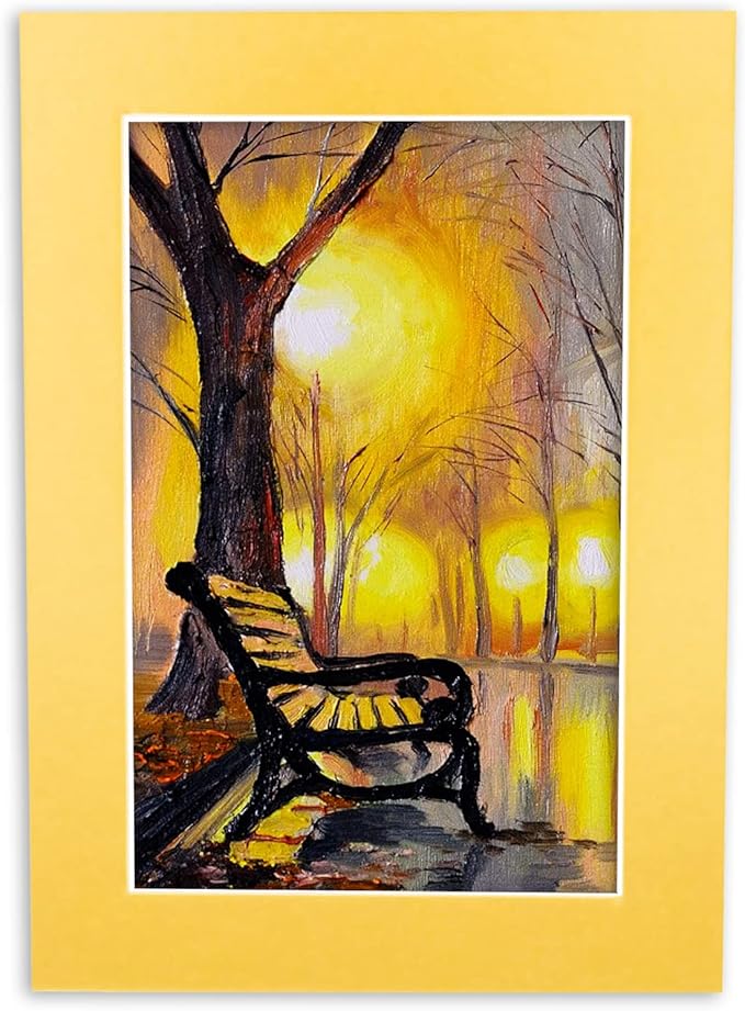 8.5x11 Mat Bevel Cut for 7x9 Photos - Acid Free Metallic Gold Precut Matboard With Backing Board and Crystal Clear, Self Seal Photo Mat Bag - For Pictures, Photos, Framing - 4-ply Thickness
