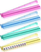 Mahjong Racks with Pushers Set of 4, Plastic American Mahjong Tile Racks 4 Colors, Mah Jongg Accessories Gifts for Mj Enthusiast