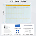 Magnetic Glass Whiteboard Calendar 48"x36" Glass Dry Erase Calender Board 36"x48" Monthly Plan White GlassBoard Wall Mounted for Office School Home (White)