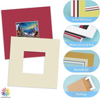 Mat Board Center, 8X8 Mix Color Mats for 4X4 Pictures - Acid Free, 4-Ply Thickness, White Core, Bevel Cut - for Artworks, Photos, Framing - Pack of 12