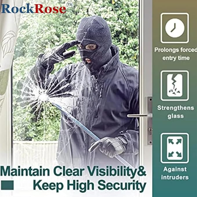 UV 99% Security and Safety 4 Mil Clear Window Film Shatterproof Anti Shatter Tempered Glass Film for Home and Office Windows (Clear, 24 in x 10 FT)