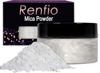 Renfio 100g Mica Powder Pigment Natural Fine Powdered Pigments Pearl Shimmer Epoxy Resin Dye for Painting Soap Making Slime Bath Bombs - Diamond White